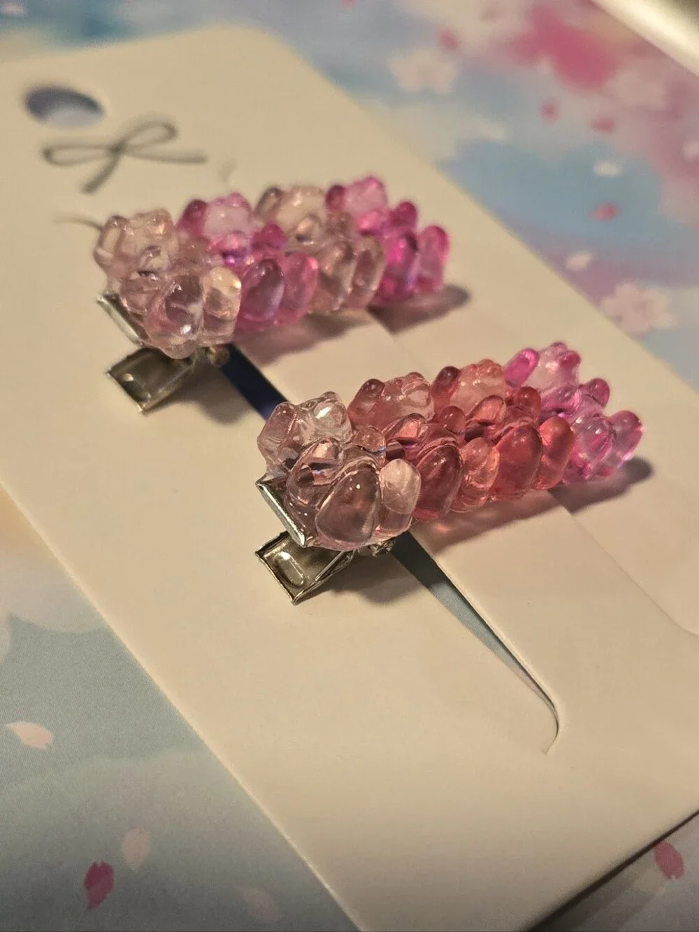 Handcrafted Pink Ombré Gummy Bear Hair Clips Set of 2